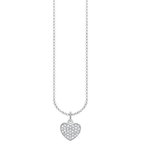 Thomas Sabo Halsband Thomas Sabo Charm Club Heart Pavé Necklace - Silver/Transparent
