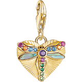 Thomas Sabo Charm Club Heart With Dragonfly Charm Pendant - Gold/Multicolour