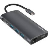 Natec USB C-HDMI/3xUSB A/RJ45/USB C M-F Adapter