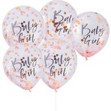 Ginger Ray Latex Ballons Baby Girl Pink/Rose Gold 5-pack