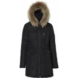 Hollies Insvängd Kläder Hollies Livigno Long Jacket - Black/Nature (Real Fur)