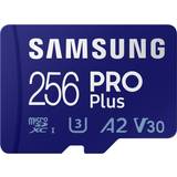 Samsung 256 GB Minneskort & USB-minnen Samsung PRO Plus microSDXC Class 10 UHS-I U3 V30 A2 160/120MB/s 256GB +SD Adapter