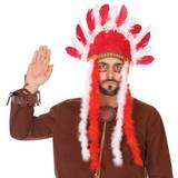 Löständer - Vilda västern Maskeradkläder Th3 Party Huvudbonad, indian Röd