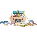 Träleksaker Lekset Tender Leaf Toys Animal Boat Ark From Noah 38 Cm Wood 13-Piece