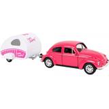 Leksaksfordon volkswagen beetle leksaker Welly bil Volkswagen Beetle 21 cm stål rosa/vit 2-delar