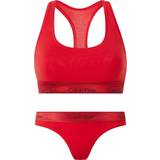 Bomull - Dam Underklädesset Calvin Klein Modern Cotton Bralette And Thong Set - Rustic Red Metallic