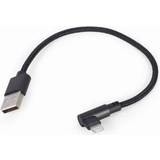 En kontakt - USB A-Lightning - USB-kabel Kablar Gembird USB A-Lightning Angled 0.2m