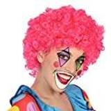 Rosa Peruker Th3 Party Peruk med lockigt hår Clown 117564 (Färg: Fuchsia)