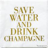 Bloomingville Festprodukter Bloomingville Paper Napkins Save Water and Drink Champagne 20-pack
