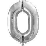 PartyDeco Foil Balloon Number 0 86cm Silver