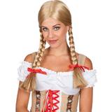 Oktoberfest Långa peruker Boland Heidi Wig Blonde