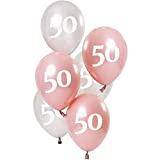 Folat Ballonger Rosa/Vit 50 År 6-pack