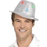 Smiffys Light Up Sequin Trilby Hat Silver