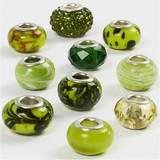 Rosa Glas- & Porslinspennor Glas- Metallpärlor 10 st 13-15 mm Gröna