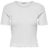 Dam - Långa kjolar T-shirts Only Emma Short Sleeves Rib Top - White
