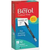 Berol Hobbymaterial Berol Tuschpennor Colour Fine 12 svarta pennor