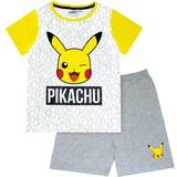 Pokemon Nattplagg Pokémon Boy's Pikachu Face Card Pajamas Set - White/Grey/Yellow