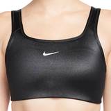 Nike Dri-FIT Swoosh Medium-Support 1-Piece Pad Shine Sports Bra - Black/White