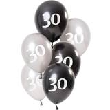 Folat Ballonger Vit/Svart 30 År 6-pack
