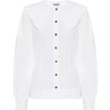 Ballongärmar - Dam Blusar Ganni Cotton Poplin Fitted Shirt - Bright White