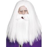 Vit Peruker Smiffys Magician Beard and Wig White