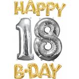 Vegaoo Happy 18th Birthday Aluminiumballong i guld och sliver