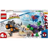 Plastleksaker - Superhjältar Byggleksaker Lego Marvel Spidey Amazing Friends Hulk vs Rhino Truck Showdown 10782