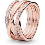Pandora Sparkling & Polished Lines Ring - Rose Gold/Transparent