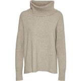 Dam - Polokrage Tröjor Vero Moda Doffy Cowl Neck Sweater - Sepia Tint/Detail Melange