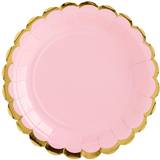 Baby - Guld Engångstallrikar PartyDeco Disposable Plates Light 18cm Pink/Gold 6-pack