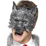 Grå Halvtäckande masker Smiffys Deluxe Big Bad Wolf Mask