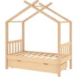 VidaXL Bruna Sängar vidaXL Kids Bed Frame with a Drawer Solid Pine Wood 70x140cm