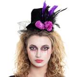 Lila Huvudbonader Folat Tiara Top Hat with Skull Purple