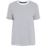 Dam - Randiga T-shirts & Linnen Pieces Ria Fold Up T-shirt - Bright White/Stripes Maritime Blue