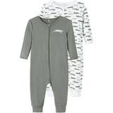 Ekologisk bomull Pyjamasar Barnkläder Name It Zipped Nightsuit 2-pack - Green/Agave Green (13198873)
