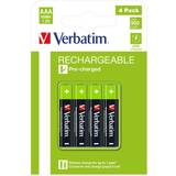 Batterier - Kamerabatterier - NiMH Batterier & Laddbart Verbatim AAA Rechargeable NiMH Compatible 4-pack