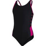 Speedo Girl's Boom Logo Splice Muscleback Swimsuit - Black (812859B344)