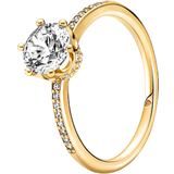 Smycken Pandora Sparkling Crown Solitaire Ring - Gold/Transparent