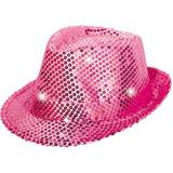 Dans - Unisex Hattar Folat Trilby with LED and Glitter Pink