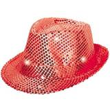 Dans - Unisex Hattar Folat Trilby with LED and Glitter Red
