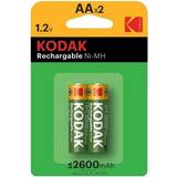 Kodak Batterier - Laddningsbara standardbatterier Batterier & Laddbart Kodak AA Rechargeable 2600mAh Ni-MH 2-pack