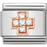 Nomination Composable Classic Link Cross Charm - Silver/Rose Gold/Transparent