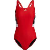 adidas Women Swimming 3-Stripes Colorblock Swimsuit - Vivid Red/White