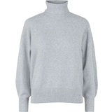 Ballongärmar - Dam Tröjor Pieces Cava Knitted Pullover - Light Grey Melange