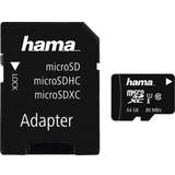 Hama Minneskort Hama MicroSDXC Class 10 UHS-I U1 V10 80MB/s 64GB + Adapter