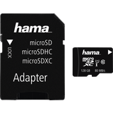 Hama Minneskort Hama MicroSDXC Class 10 UHS-I U1 V10 80MB/s 128GB + Adapter