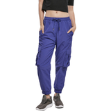 Cargobyxor - Dam - Polyamid Urban Classics Ladies High Waist Crinkle Nylon Cargo Pants - Blue Purple