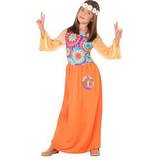 70-tal - Orange Maskeradkläder Atosa Flower Power Hippie Girl Costume