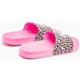 Polyurethane Tofflor Hype Childrens/Kids Disco Leopard Sliders - Pink/Black