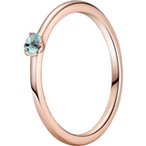 Cubic Zircon Ringar Pandora Solitaire Ring - Rose Gold/Blue